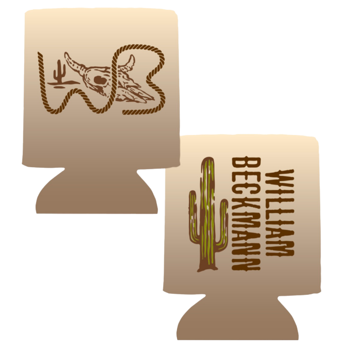 Tan William Beckmann Cactus/WB Skull Koozie