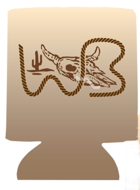 Tan William Beckmann Cactus/WB Skull Koozie