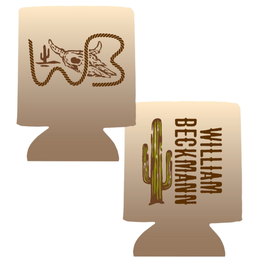 Tan William Beckmann Cactus/WB Skull Koozie